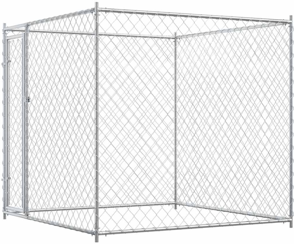 vidaXL Perrera de exterior 193x193x185 cm Plateado