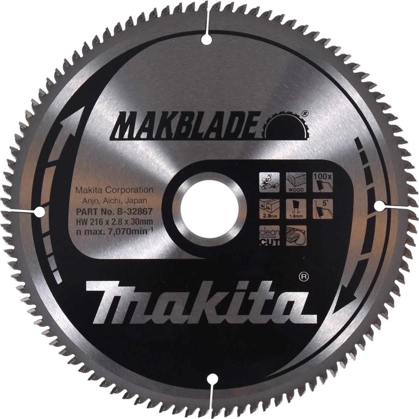 Makita HM-cirkelzaagblad TCT Makblade TCT voor hout, 216 x 30 mm, 100 tanden