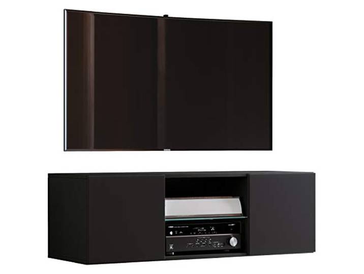 VCM Houten TV wandplank Hangend lowboard TV meubel Hangend wandkast Tafel Jusa Houten TV wandplank Hangend lowboard TV meubel Hangend wandkast Tafel Jusa Zwart
