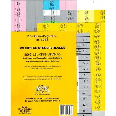 DürckheimRegister® STEUERERLASSE Gesetze und §§, OHNE Stichworte