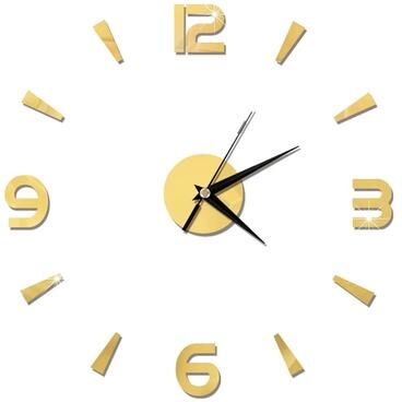 Inspired Living Modern DIY Mirror Wall Clock Frameless 3D Decorative Wall Sticker Clock gold