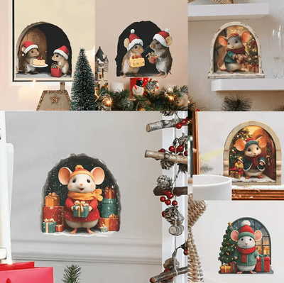 Uplift Curations Cute Christmas Mouse Wall Stickers For Festive Home Decor e
