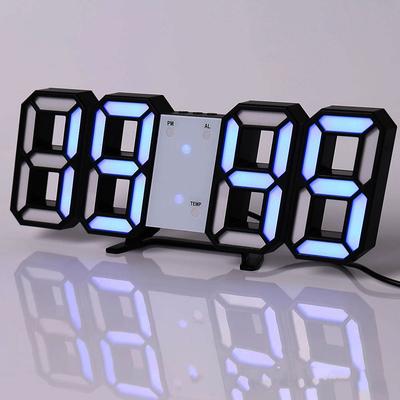 Daily Discovery Digital Wall Clock, LED Wall Clock, Digital Alarm Clock, Bedroom Decor Clock, Remote Control Clock black With Blue