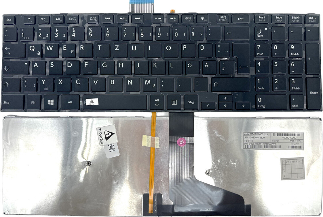 T-ProTek Zwart Glanzend Toetsenbord met Verlichting voor Toshiba Satellite U50T-A