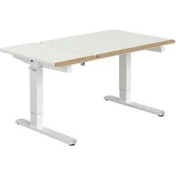 Schreibtisch PAIDI "TEENIO GT in verschiedenen Ausführungen, mitwachsend & ergonomisch", kreideweiß, eiche massiv, B:130cm T:75cm, Tische, Schreibtisch, höhenverstellbarer Schülerschreibtisch, Platte bis 14 neigbar