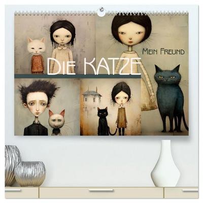 Die Katze - mein Freund (hochwertiger Premium Wandkalender 2026 DIN A2 quer), Kunstdruck in Hochglanz