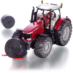 SIKU 8614 Massey Ferguson MF8680 mit Ballentransportgabel und 2 schwarzen Ballen