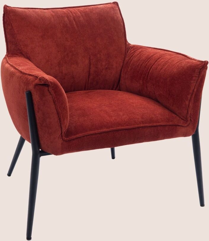 Hellin Fauteuil de salon en velours chenille rouge Rouge 80x72x72cm