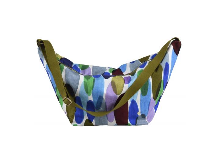 Sac demi-lune en coton bio multicolore 53 x 28 x 12 cm
