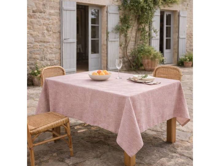 Nappe + 8 serviettes coton 180x350 rouge tomette