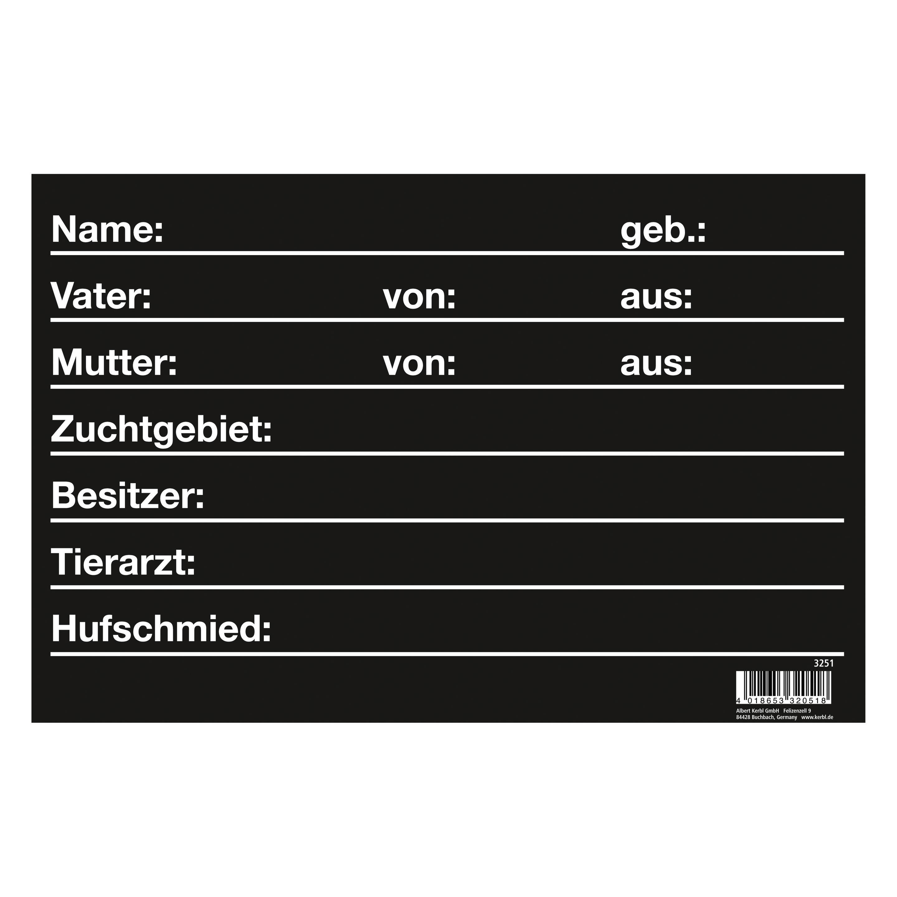 Kerbl Stalltafel 30 x 20cm (3251)