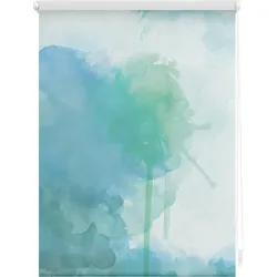Lichtblick Rollo Klemmfix, ohne Bohren, Verdunkelung, Aquarell - Blau Grün
