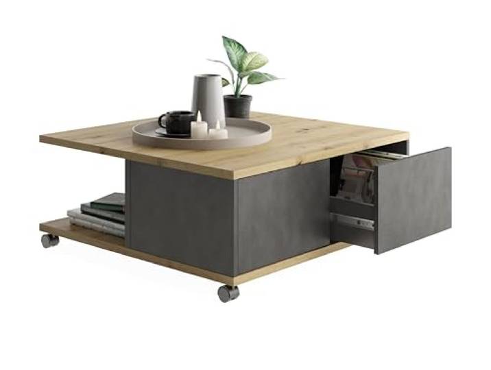 möbelando Couchtisch >Twin 1< in Matera-Artisan Eiche - 70x36x70cm (BxHxT)