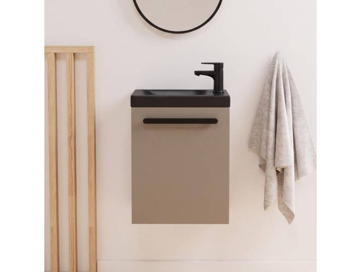 Mob In Ensemble lave-mains suspendu avec robinet noir NEVADA Marron
