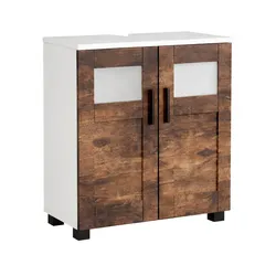 Waschbeckenunterschrank Nilari Weiß/Eichefarben