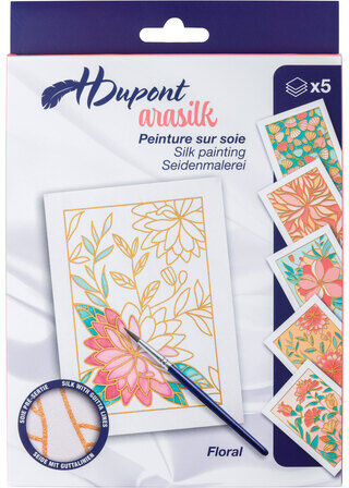 Seidenmalerei Karten-Set "Floral", 5 Stück