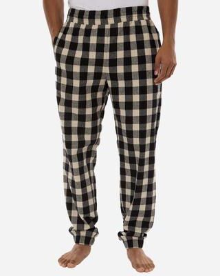 Boxercraft BM6625 Flannel Joggers Pant in Black/Ecru Buffalo Plaid size Large   Cotton