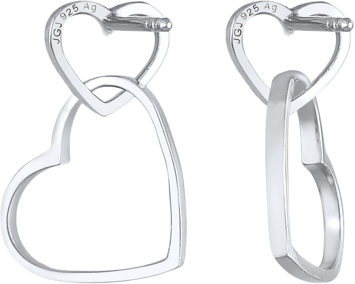 Paar Ohrstecker ELLI "Ohrringe Ohrhänger Stecker Herz Liebe 925 Silber" Gr. 15, silber, Ohrringe, Damen, 15, Silber 925 (Sterlingsilber), Paar Ohrstecker