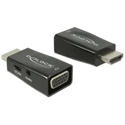 DeLOCK 65901 Kabeladapter HDMI A VGA & 3.5 mm Audio Schwarz