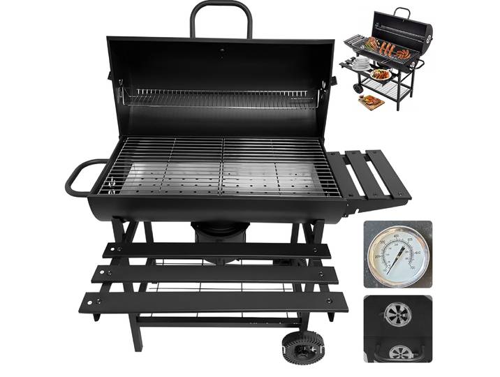 Barbecue portable 105,5*85*118cm avec roues, support de barbecue pour camping, pique-nique, barbecue multifonctionnel