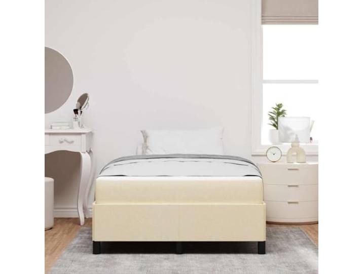 KTHLBRH Doppelbett Creme 120 x 190 cm Stoff Feste Lattenroste, Federkernmatratze, technisches Holz, Unterstützung 280 kg