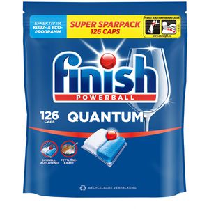 finish Spülmaschinentabs Quantum Powerball, All in 1, kraftvolle Reinigung, Super Sparpack, 126 Tabs