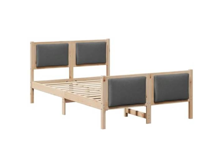PUGYNBK Bettgestell 120 x 190 cm mit Kopfteil, Dunkelgrau Massives Kiefernholz, Lattenrost, Stauraum, modernes Design