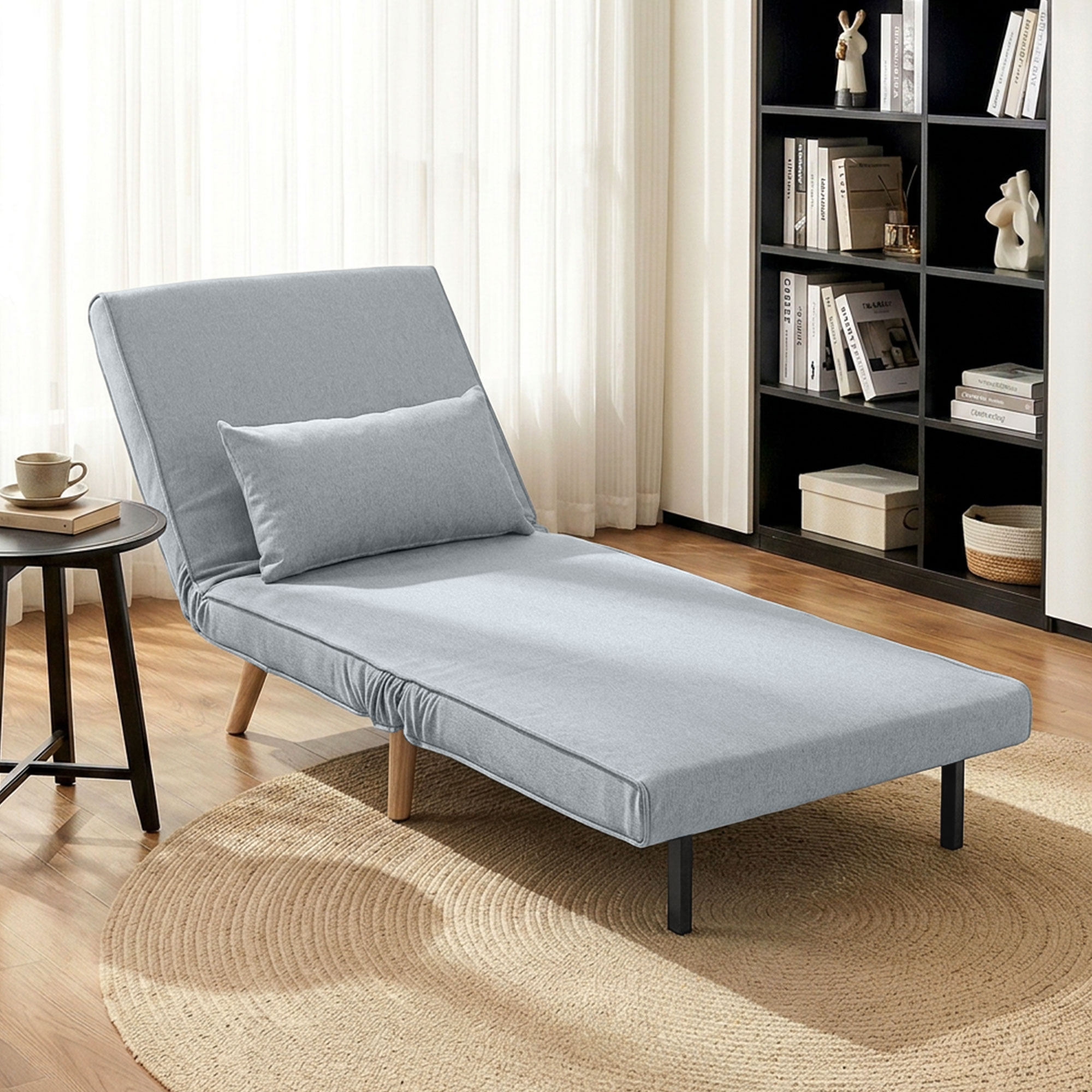 Homcom Poltrona letto 3 in 1 con schienale a 5 posizioni e cuscino, Grigio   Aosom Italy