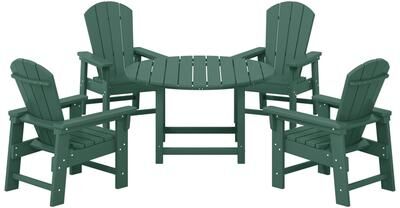 Polytrends Laguna Kids Adirondack 5-Piece Round Table Dining Set