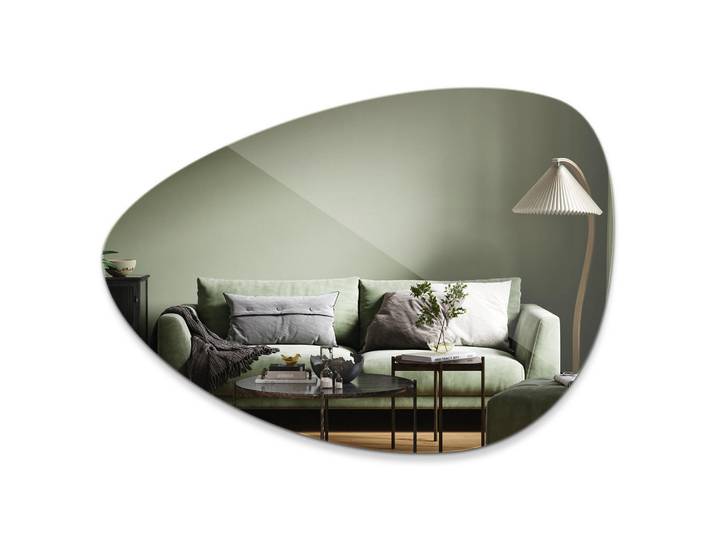 Tulup Spiegel 64x90 cm asymmetrisch, Transparent, Glas, Organisch, 64x90x0.4 cm, Spiegel, Wandspiegel