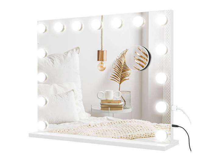 ComfortXL Kosmetikspiegel De-09854 3 Lichtmodi, dimmbar, mit USB Weiß, Glas, 14x48x58 cm, Spiegel, Schminkspiegel