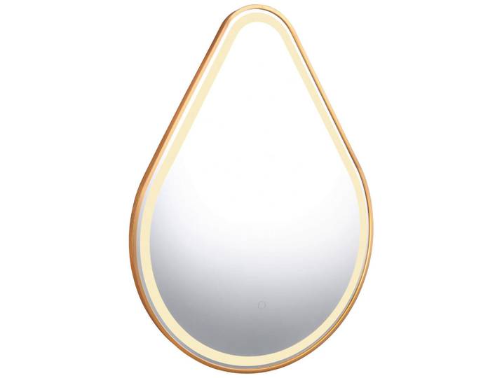 Badezimmerspiegel Frederike, Goldfarben, Glas, organisch, 60x80x3 cm, feuchtraumgeeignet, senkrecht montierbar, Badezimmer, Badezimmerspiegel, Badspiegel
