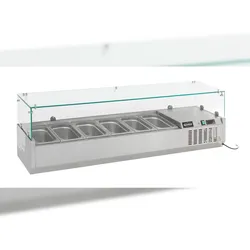 Aufsatzvitrine Albon | 1/3 GNx6 | HxBxT 43,5x140x39,5cm + CHEFGASTRO Geschirrtuch