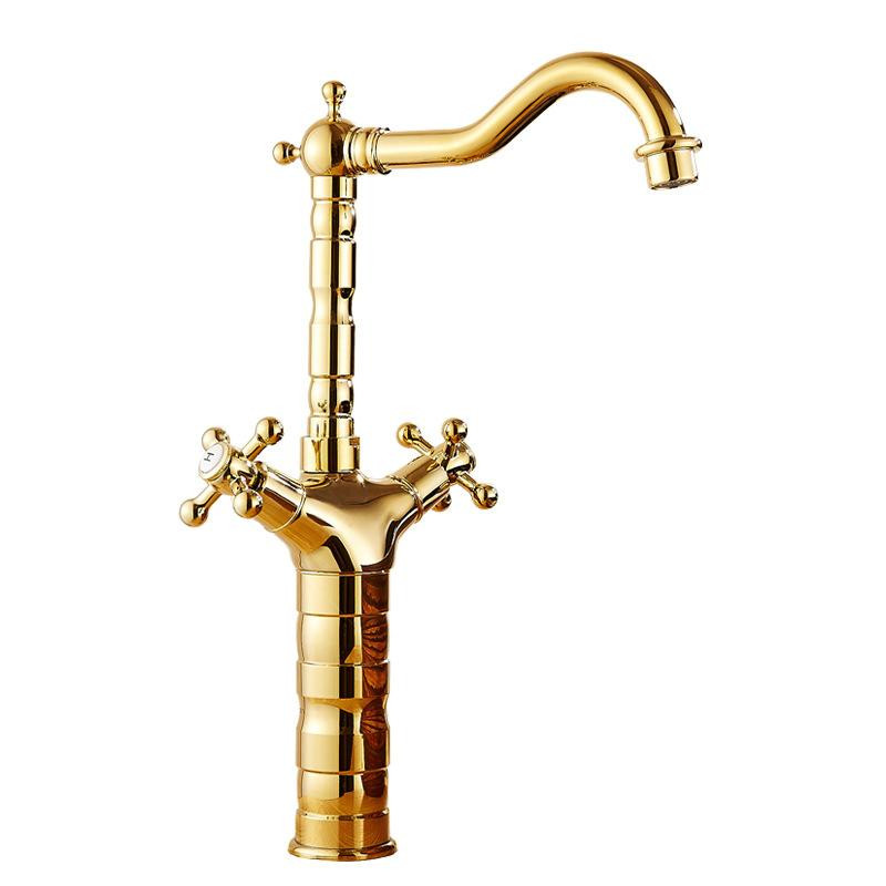 Zelurxx Antieke messing mengkraan met twee handgrepen en gouden afwerking