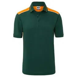 Herren Workwear Poloshirt Kontrast JN858, dunkelgrün/orange, Größe M - dunkelgrün - M
