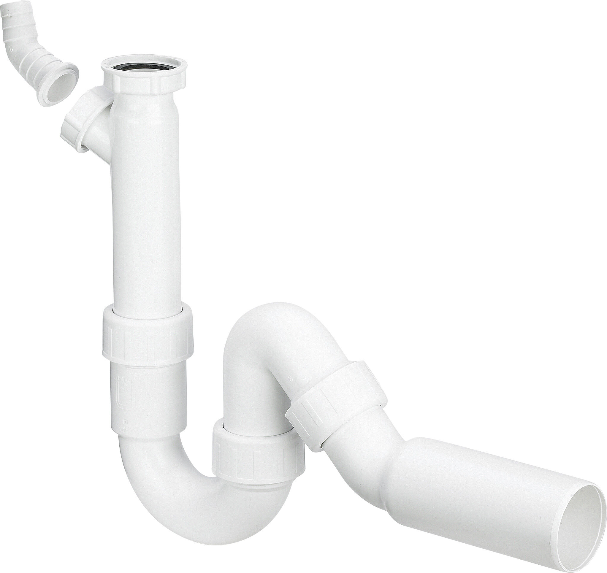 Viega à odeurs tube Viega 116668 G 2xDN 50, plastique blanc, avec coude d'évacuation à 45 degrés