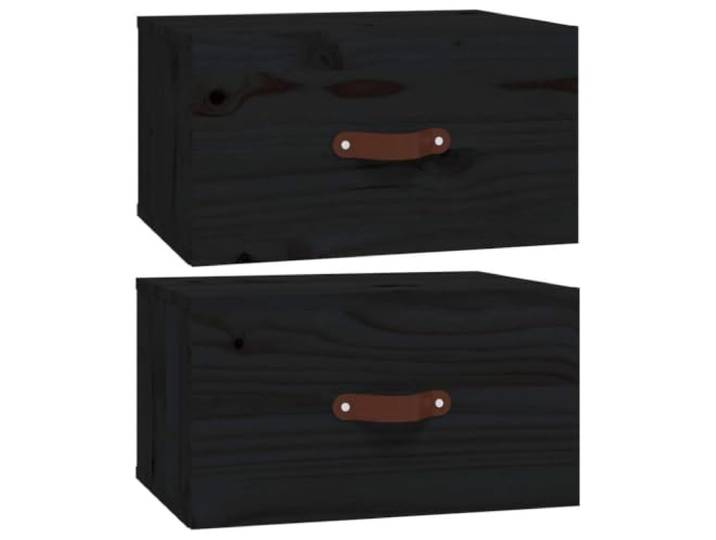KUPTYERFG 2er Set Wand-Nachttische Schwarz 40x29,5x22 cm Massivholz Platzsparende Hänge-Nachttische fürs Schlafzimmer aus Echtholz mit praktischer Ablagefläche für Ihre Alltagsgegenstände.