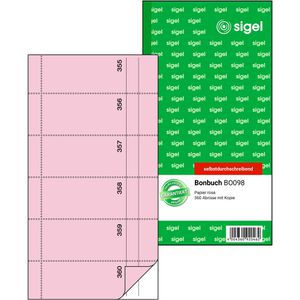 Sigel Bonbuch BO098, nummeriert, selbstdurchschreibend, Kompaktblock mit 360 Bons, rosa