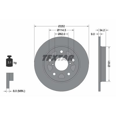 TEXTAR Bremsscheibe PRO 92305703 252mm 9mm für Suzuki