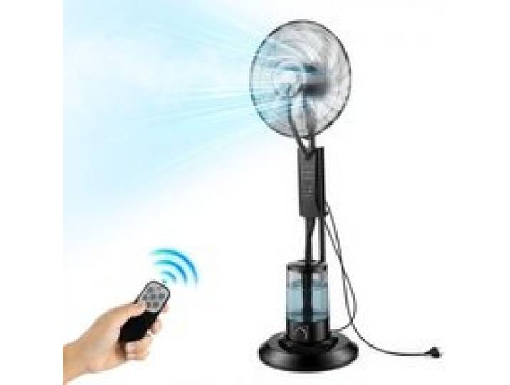 VEVOR Ventilateur Brumisateur sur Pied 3 Vitesses Ventilateur Brumisateur 75 W pour Intérieur, Extérieur, Garage, Terrasse, Salon, avec Réservoir Eau 3 L, Télécommande, Panneau de Commande, 3 Modes