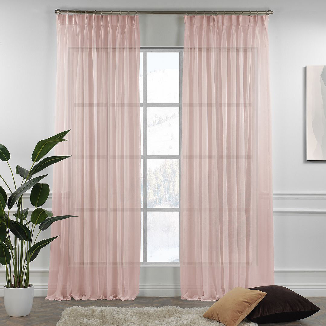 Noine Home Deco Sheer Single Curtain Panel Pink 65cm Width x 200cm Drop