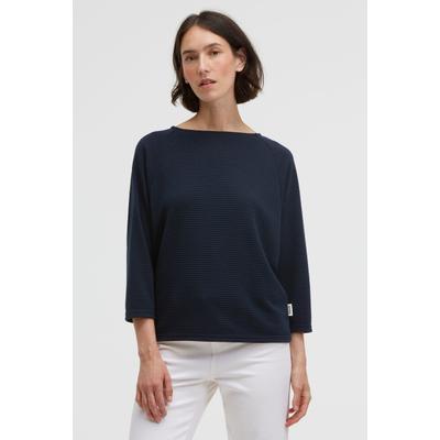 Sweater SENSES.THE LABEL, Damen, Gr. L, blau, Sweatware, Material: 100% Polyester, unifarben, relaxed fit normal, U-Boot-Ausschnitt, Raglanärmel gerader Abschluss, Sweatshirts Sweater, mit verkürzten Ärmeln