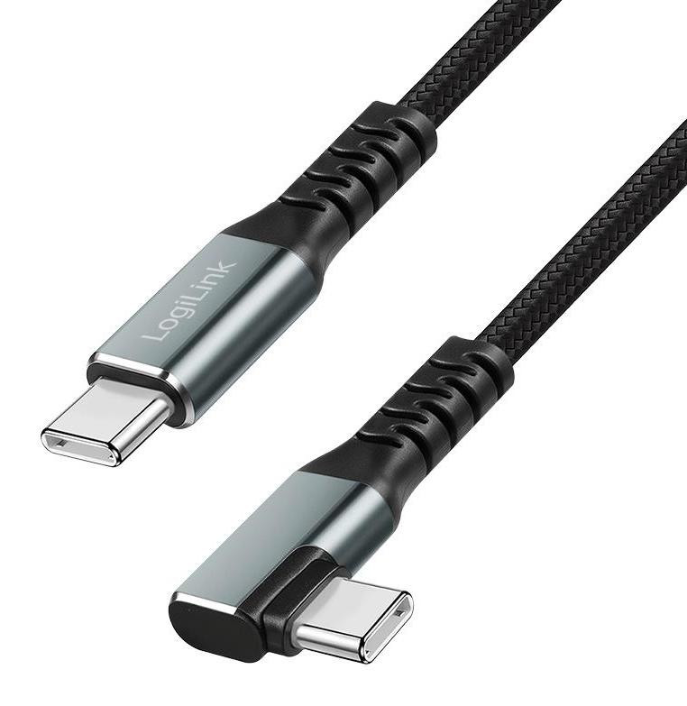 LogiLink USB 3.2 Kabel USB-C haaks zwart/grijs