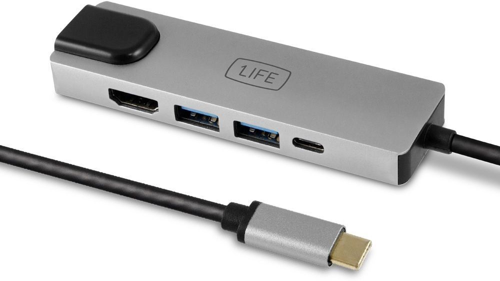 Hub USB-C 5-EM-1 HDMI / PD / USB 3.0 / RJ45 - 1LIFE