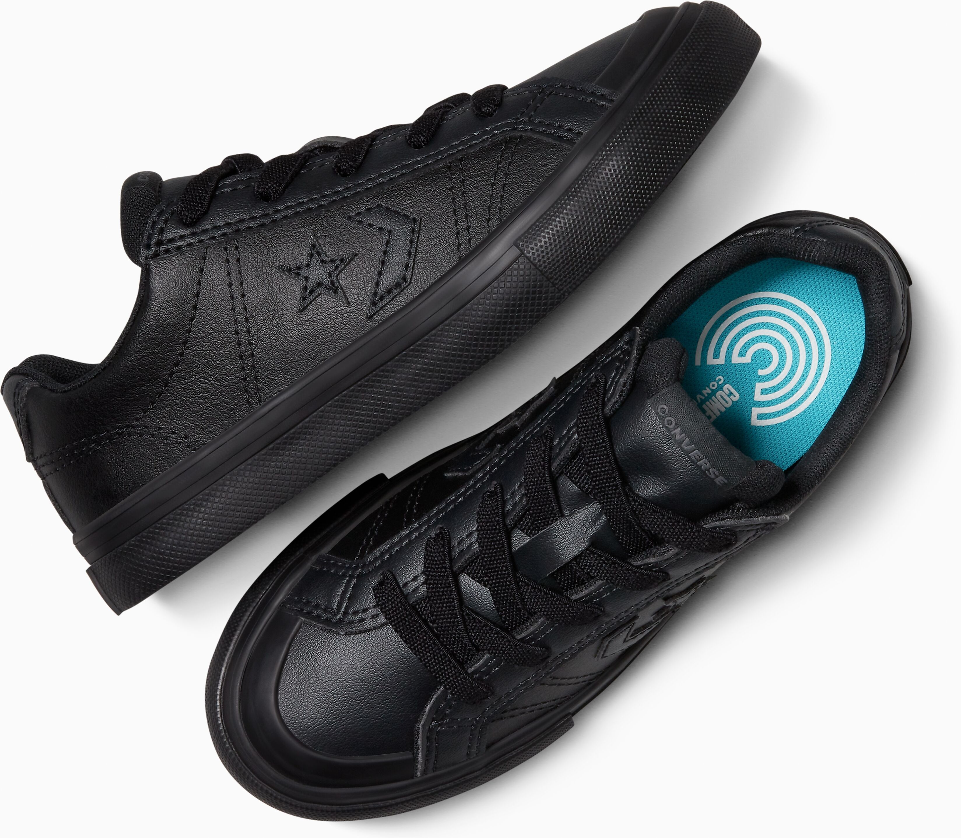 Sneaker CONVERSE "CONVERSE SPORT CASUAL EASY-ON", Kinder, Gr. 32, Synthetik, schwarz (schwarz, schwarz, schwarz), Leder, Synthetik, Schuhe Sneaker
