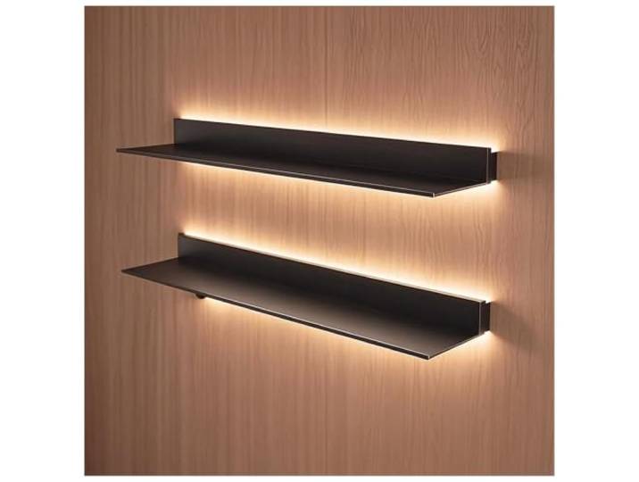 Schweberegale Für Die Wand, Beleuchtetes Regal Zur Präsentation Moderne Wandregale Zur Aufbewahrung Und Dekoration – Für Schlafzimmer, Wohnzimmer, Badezimmer Und Küche(Black-3PCS,50x23cm)