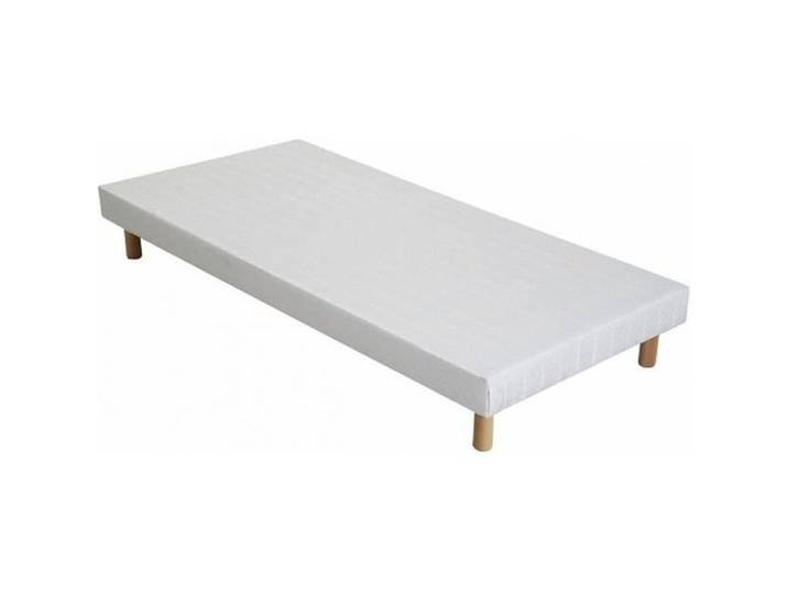 Sommier tapissier 90x190 - UMBERTO RAVELLI - Blanc - 11 lattes en bois massif - 4 pieds offerts