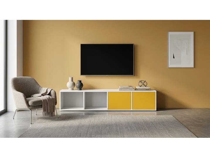 Breites Lowboard für TV MDF Beschichtet MDF Weiß matt
