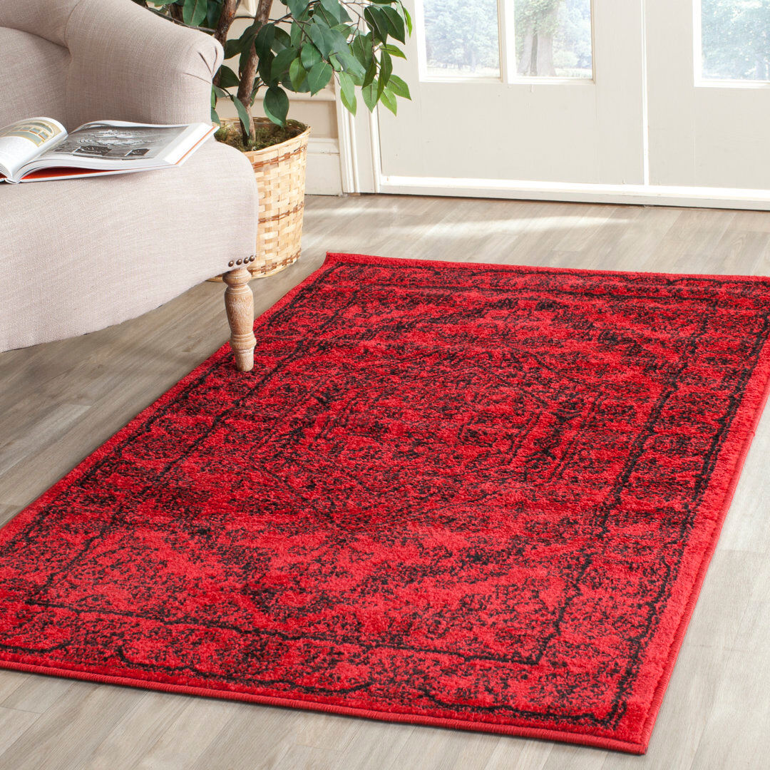 Lark Manor Maggie Rectangle Oriental Area Rug Red;Black Rectangle 155 x 229cm