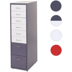 Rollcontainer Boston T851, Schubladenschrank Stahlschrank, 110x28x41cm 8 Schubladen ~ dunkelgrau weiß-dunkelgrau